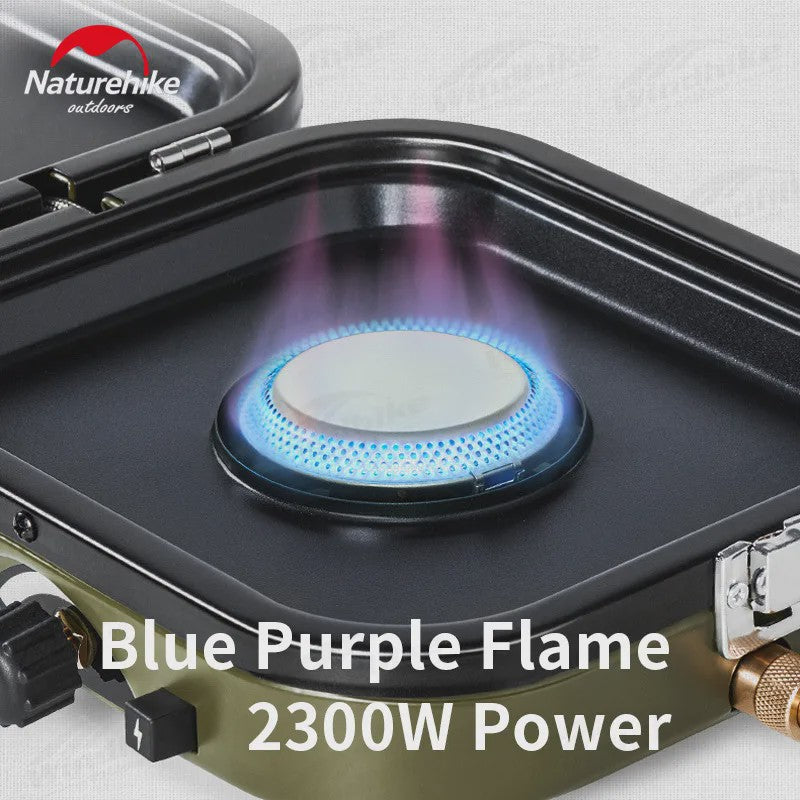 Naturehike Dubbele Camping Gasbrander 1700W met Grillplaat - Lichtgewicht & Draagbaar