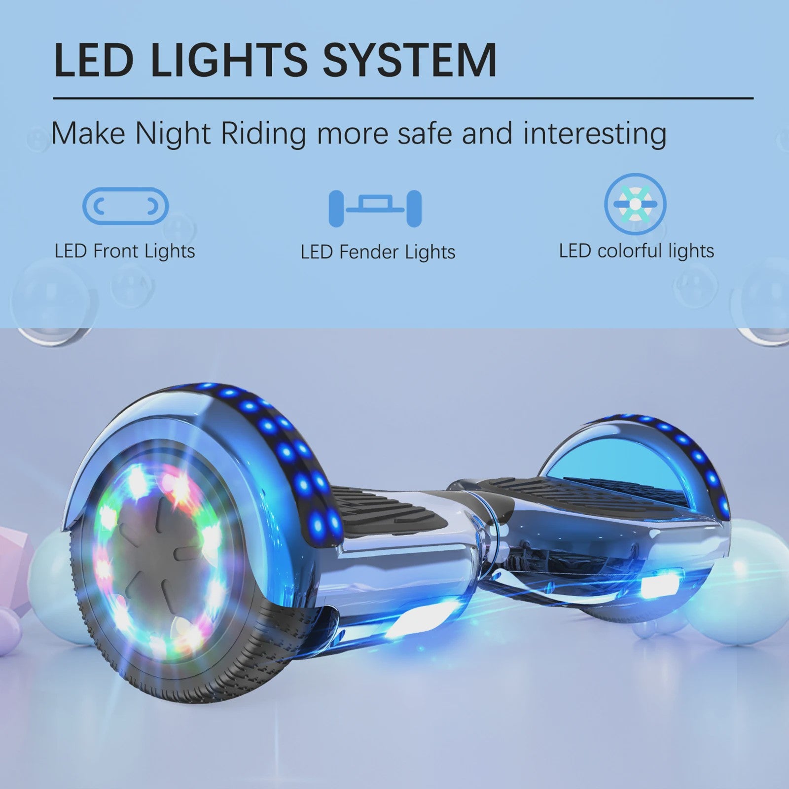 RCB Hoverboard 6.5 Inch Zelfbalancerend Elektrisch voor Kinderen & Volwassenen met Bluetooth en LED Verlichting