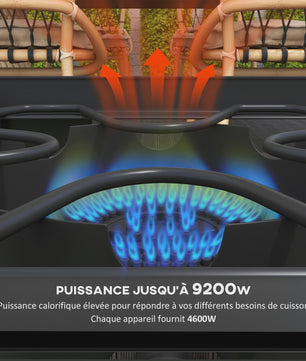 Outsunny Draagbaar Dubbel Propaan Gasfornuis - 92000 BTU/u - Afneembare Poten voor Buiten & Camping