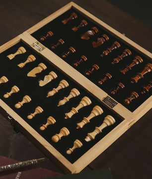 Magnetisch Houten Schaakspel Opvouwbaar met Opbergruimte - 29cm, 34cm, 39cm