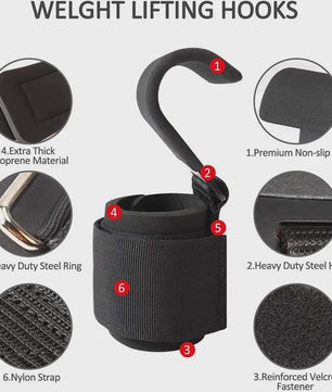 Fitness Grip Hooks met Polsbanden - Verbeter je Kracht en Grip bij Gewichtheffen