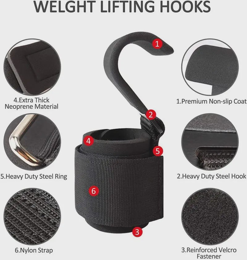 Fitness Grip Hooks met Polsbanden - Verbeter je Kracht en Grip bij Gewichtheffen