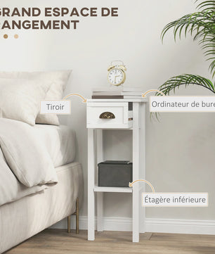 Set van 2 Nachtkastjes met Lade en Plank - Wit, 30x30x75 cm