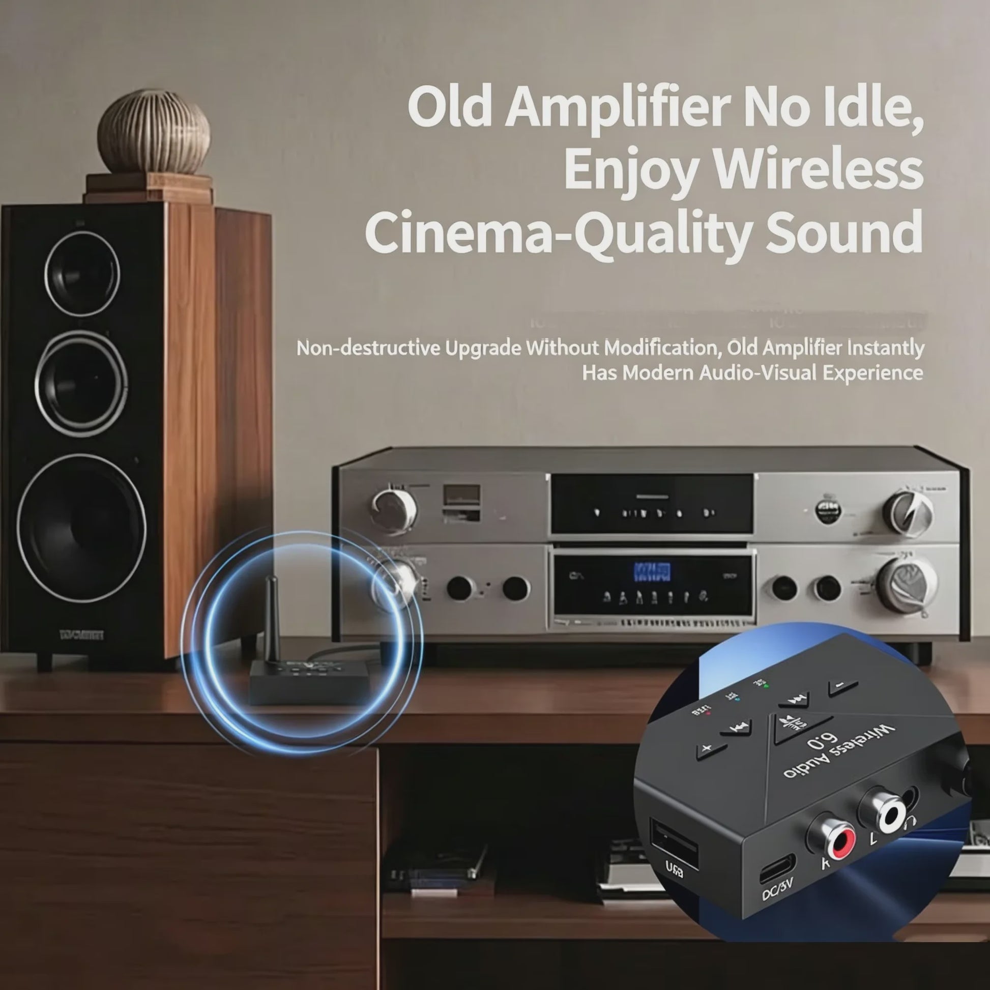 Draadloze Bluetooth 6.0 Audio Ontvanger met AUX, RCA & USB - HIFI Stereo voor Auto en Speaker