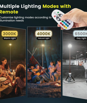 Telescopische Oplaadbare Campinglamp met Statief - LED Spotlight & Tafellamp met 4 Modi