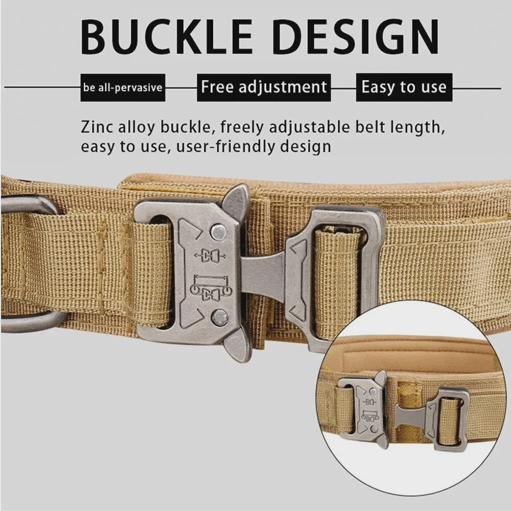Sterke Tactische Hondenhalsband met Metalen Gesp - Nylon, Verstelbaar voor Training & Dagelijks Gebruik