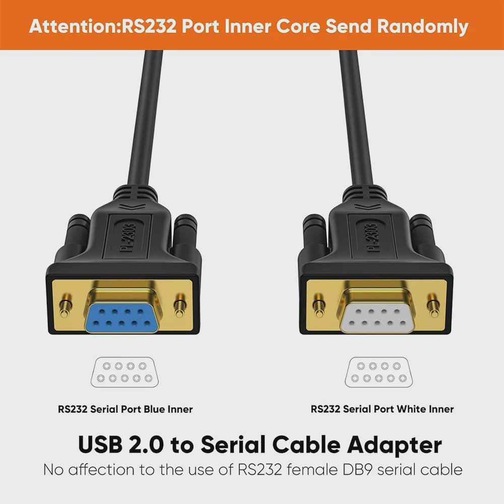 USB naar RS232 Seriële Kabel Adapter (DB9 Female) met PL2303 Chip - 2 Meter