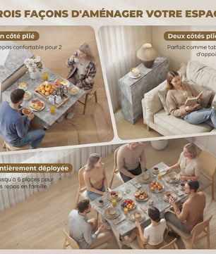 HOMCOM Multifunctionele Klaptafel - Eetkamertafel op Wielen met 2 Opbergvakken - 140x75x74 cm
