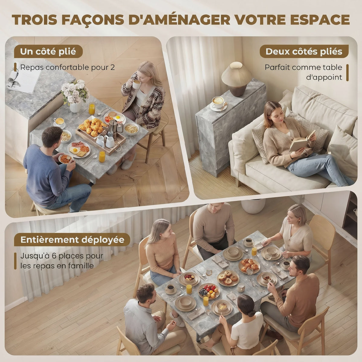 HOMCOM Multifunctionele Klaptafel - Eetkamertafel op Wielen met 2 Opbergvakken - 140x75x74 cm