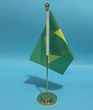 Bureauvlag Brazilië 14x21cm - Polyester Nationale Vlag met Standaard