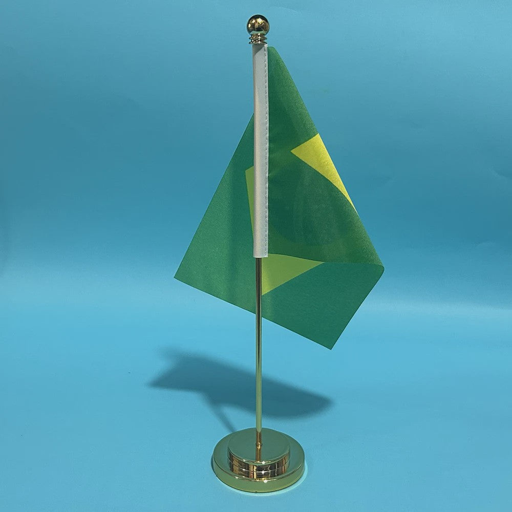 Bureauvlag Brazilië 14x21cm - Polyester Nationale Vlag met Standaard
