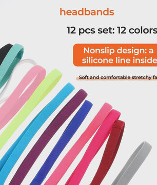 12x Dunne Antislip Sport Hoofdbanden - Elastisch & Comfortabel voor Dames & Heren