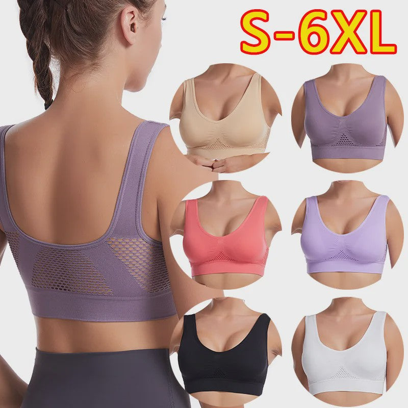 3-Pack Ademende Seamless Sport BH met Vulling - Plus Size & Draadloos - S-6XL