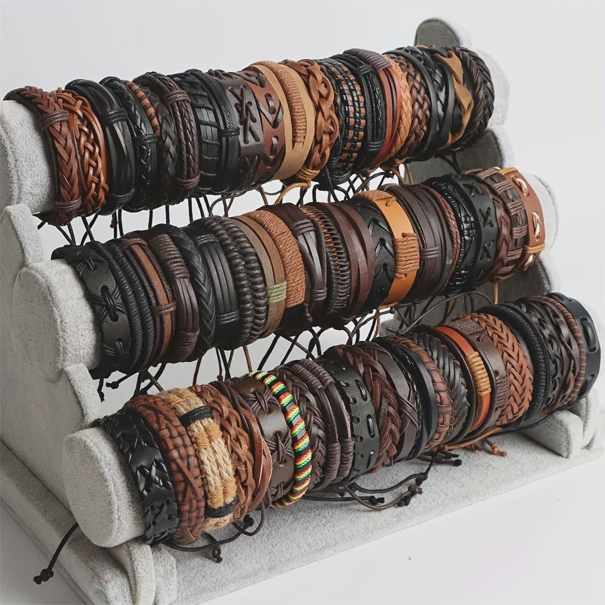 Set van 20 Handgemaakte Leren Armbanden voor Heren & Dames - Etnisch & Bohemien Stijl