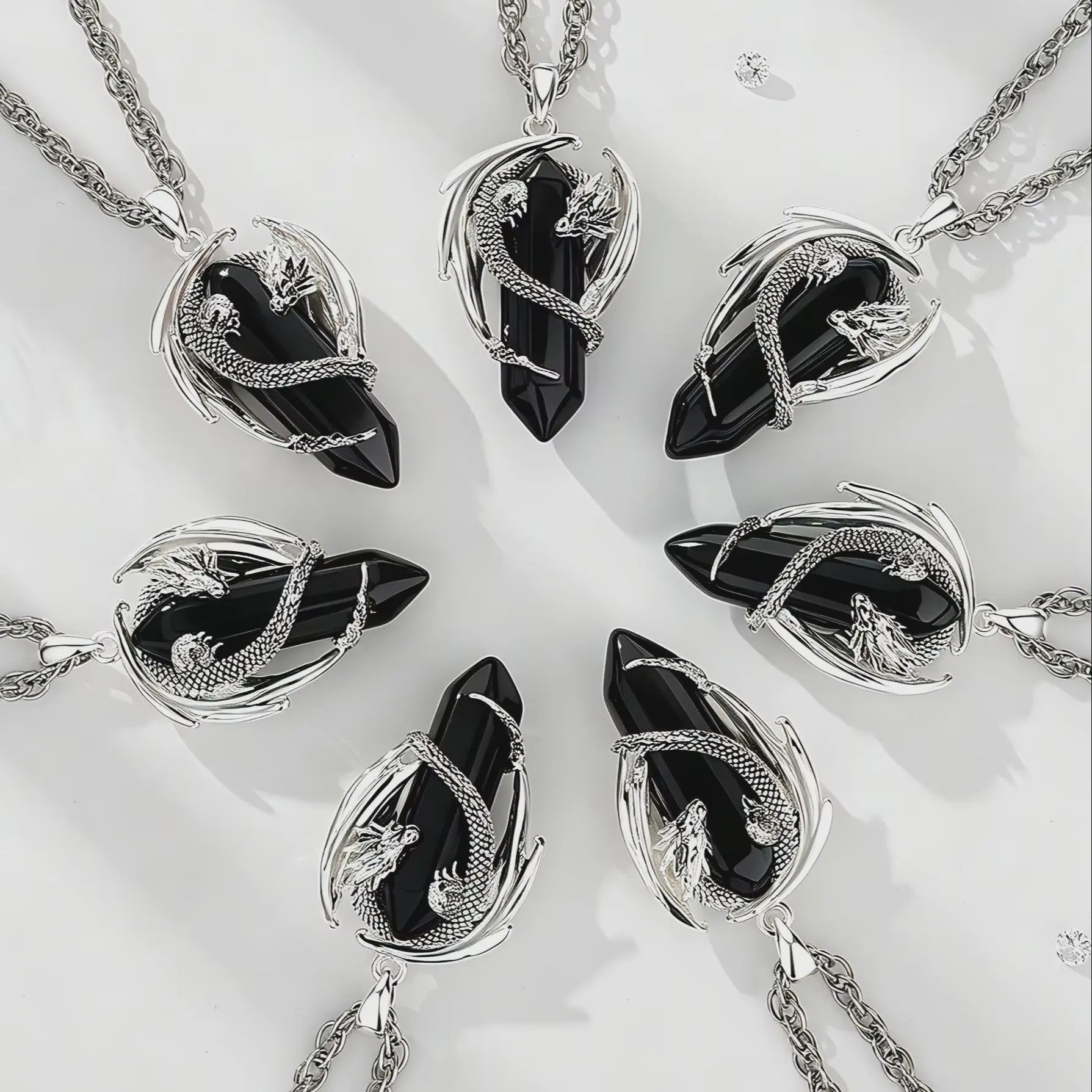 Obsidiaan Draak Ketting - Vintage Kristal Hanger met Spirituele Kracht voor Mannen en Vrouwen