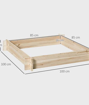 Outsunny Houten Verhoogde Stadstuin Bak - 100x100x16cm Natuurlijk
