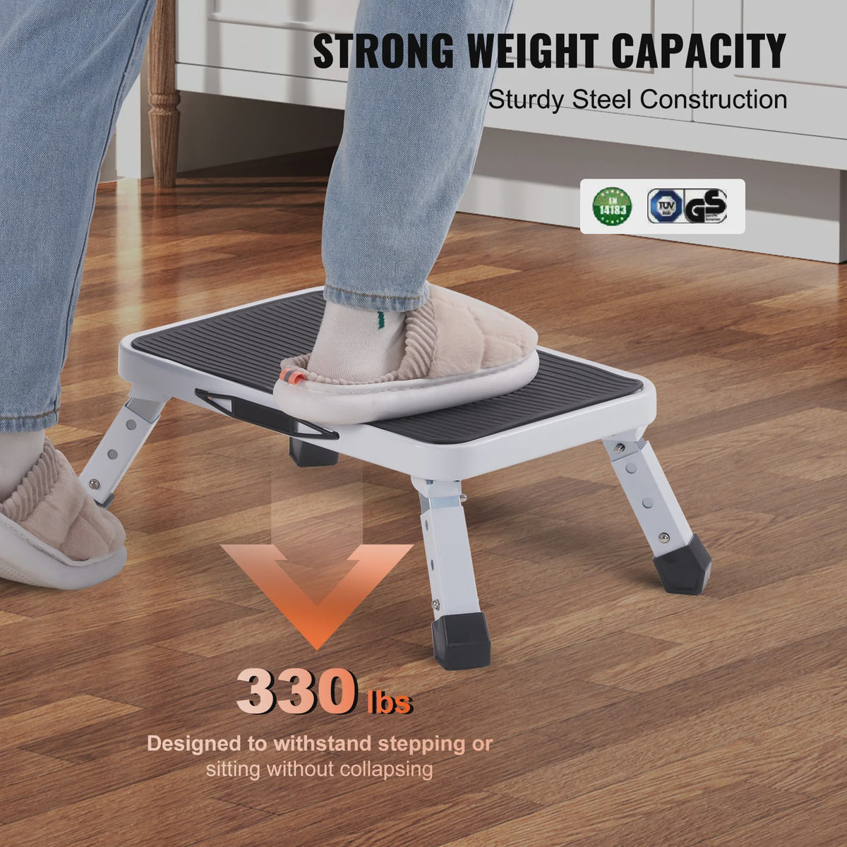 VEVOR Opstapje 1 Trede - Verstelbare Hoogte, 150kg Draagvermogen, Antislip, Stevig