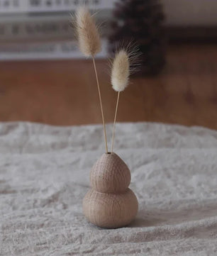 Houten Vaas Japandi Stijl - Decoratieve Vaas voor Bloemen & Interieur
