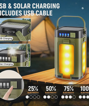 Oplaadbare Solar Camping Lantaarn - Multifunctioneel, 6 Lichtstanden & IPX4 Waterdicht