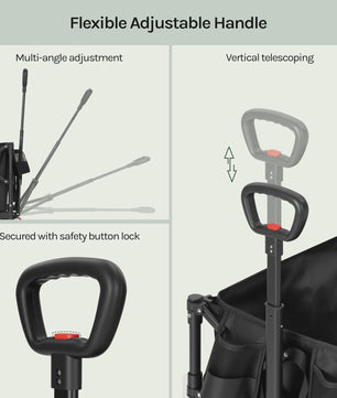 Opvouwbare Tuinwagen 150L met Zijvakken en Bekerhouders - Stevige Trolley voor Camping en Strand