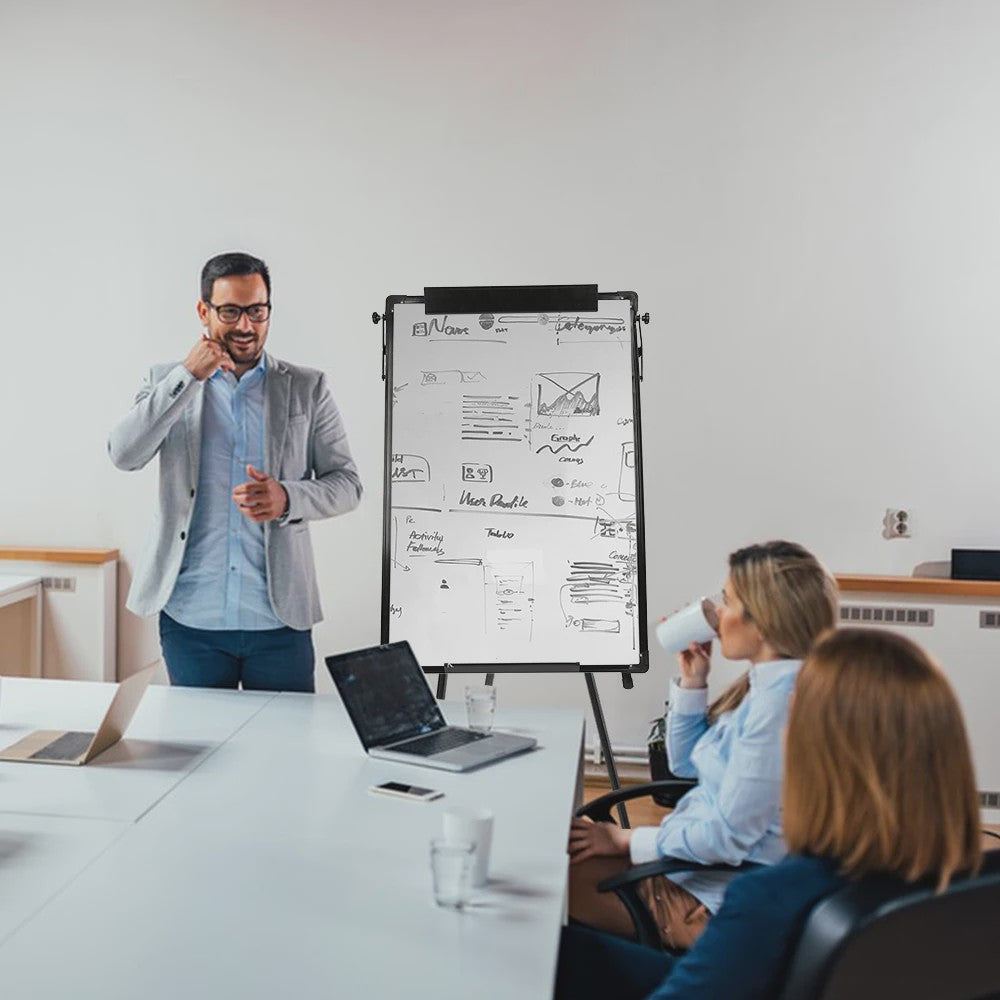 Flip-over Whiteboard Standaard 90x60cm - Verstelbaar & Magnetisch
