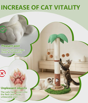 Luxe Kattenkrabpaal met Hangende Bal en Speeltoren - Natuurlijk Sisal Touw