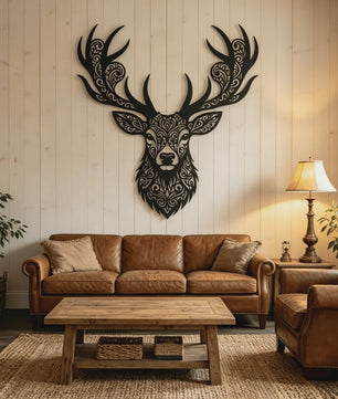 Metalen Wanddecoratie Hertenkop Rustiek - Sfeervolle IJzeren Hanger voor Binnen & Buiten