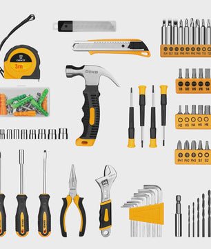 DEKO 126-delige Gereedschapskist met 8V Accuboormachine - Complete Set voor Huis, Tuin & Klussen