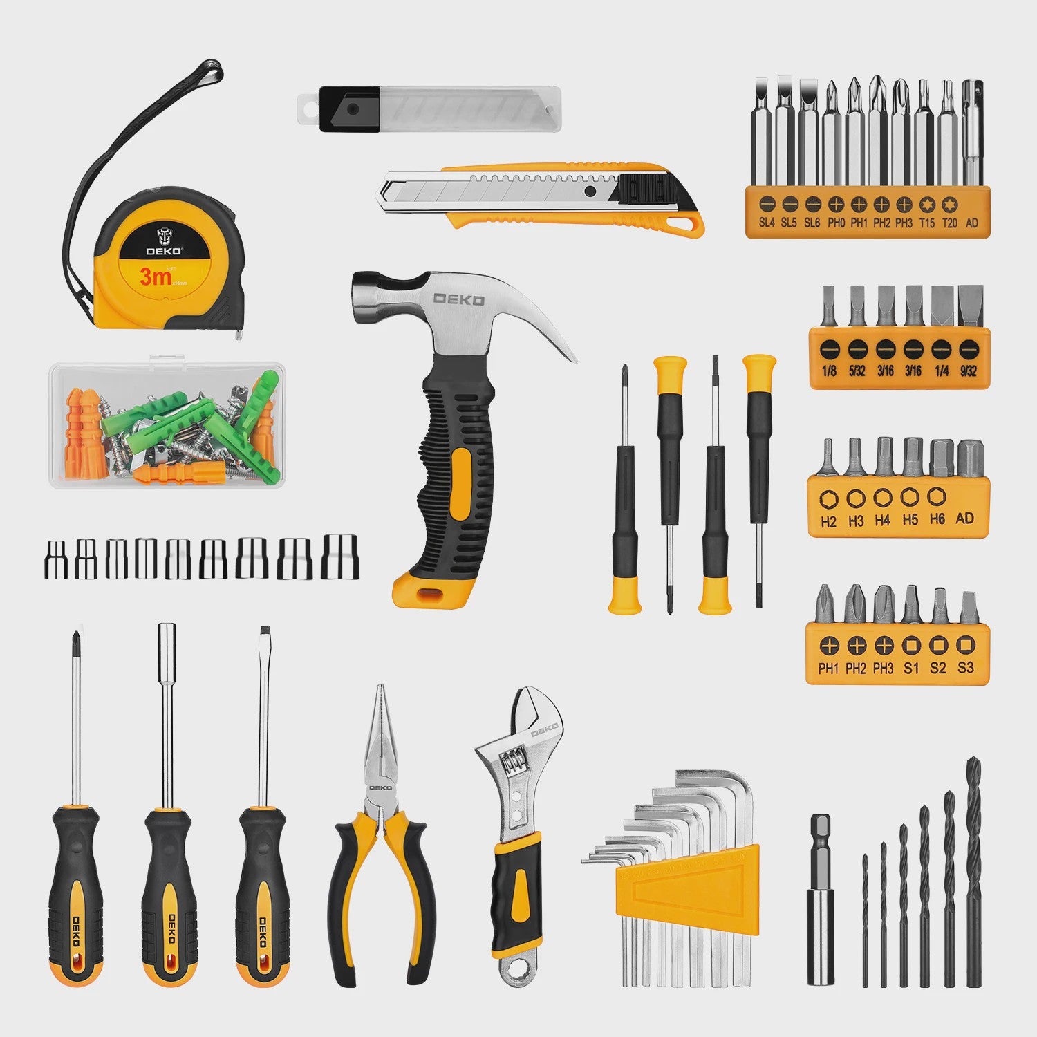 DEKO 126-delige Gereedschapskist met 8V Accuboormachine - Complete Set voor Huis, Tuin & Klussen