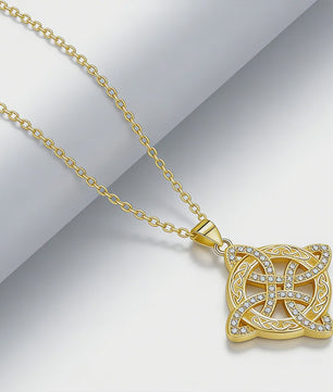 Zilverkleurige Ketting met Zirconia en Keltisch Patroon - Elegant Dames Sieraad