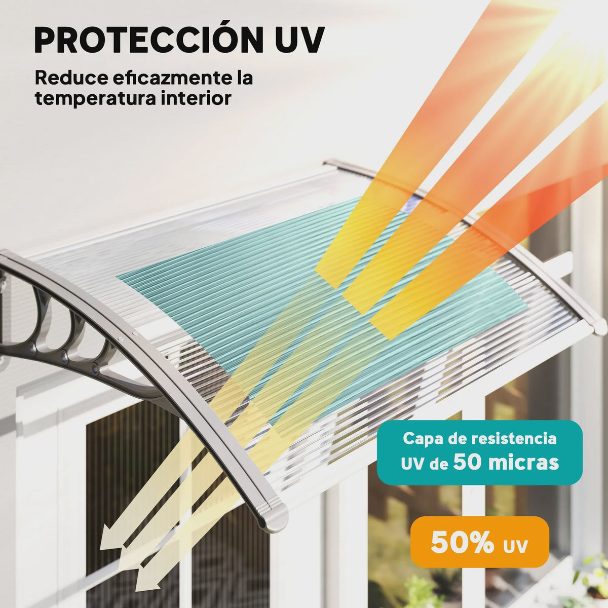 Outsunny Transparante Polycarbonaat Deur- en Raamoverkapping 100x75x23 cm