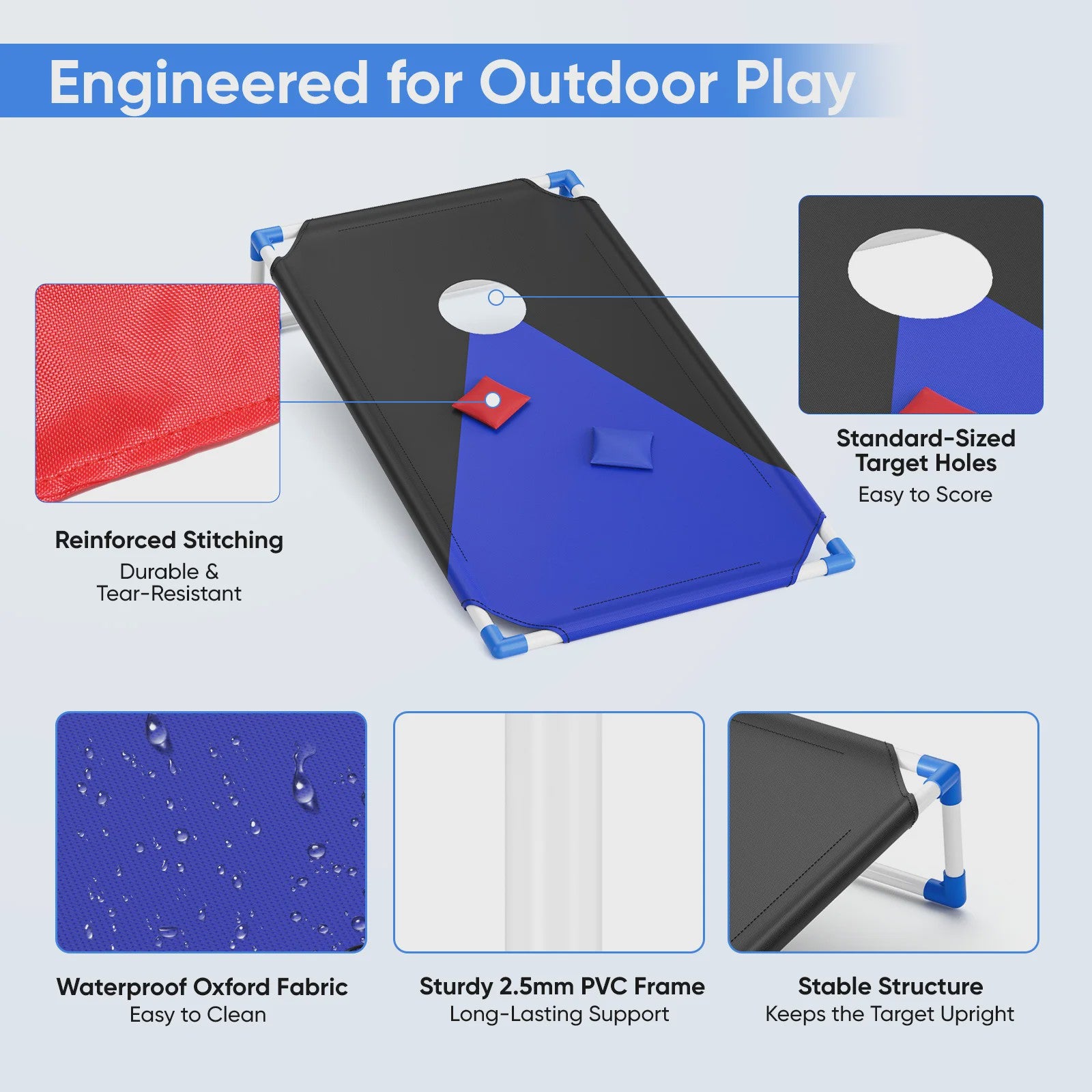 Draagbare Cornhole Toss Set - Outdoor Spel met 8 Bean Bags & Draagtas (3 x 2 Ft)