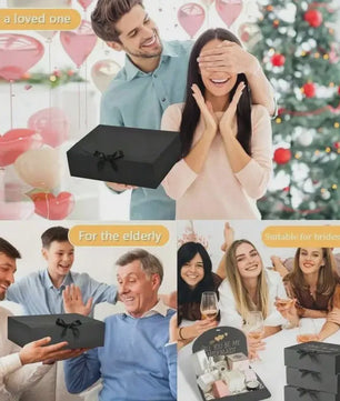 Luxe Zwarte Cadeaubox met Lint - Perfect voor Bruidsmeisjes, Afstuderen & Speciale Gelegenheden