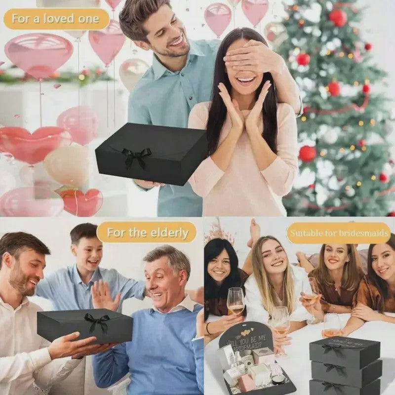 Luxe Zwarte Cadeaubox met Lint - Perfect voor Bruidsmeisjes, Afstuderen & Speciale Gelegenheden