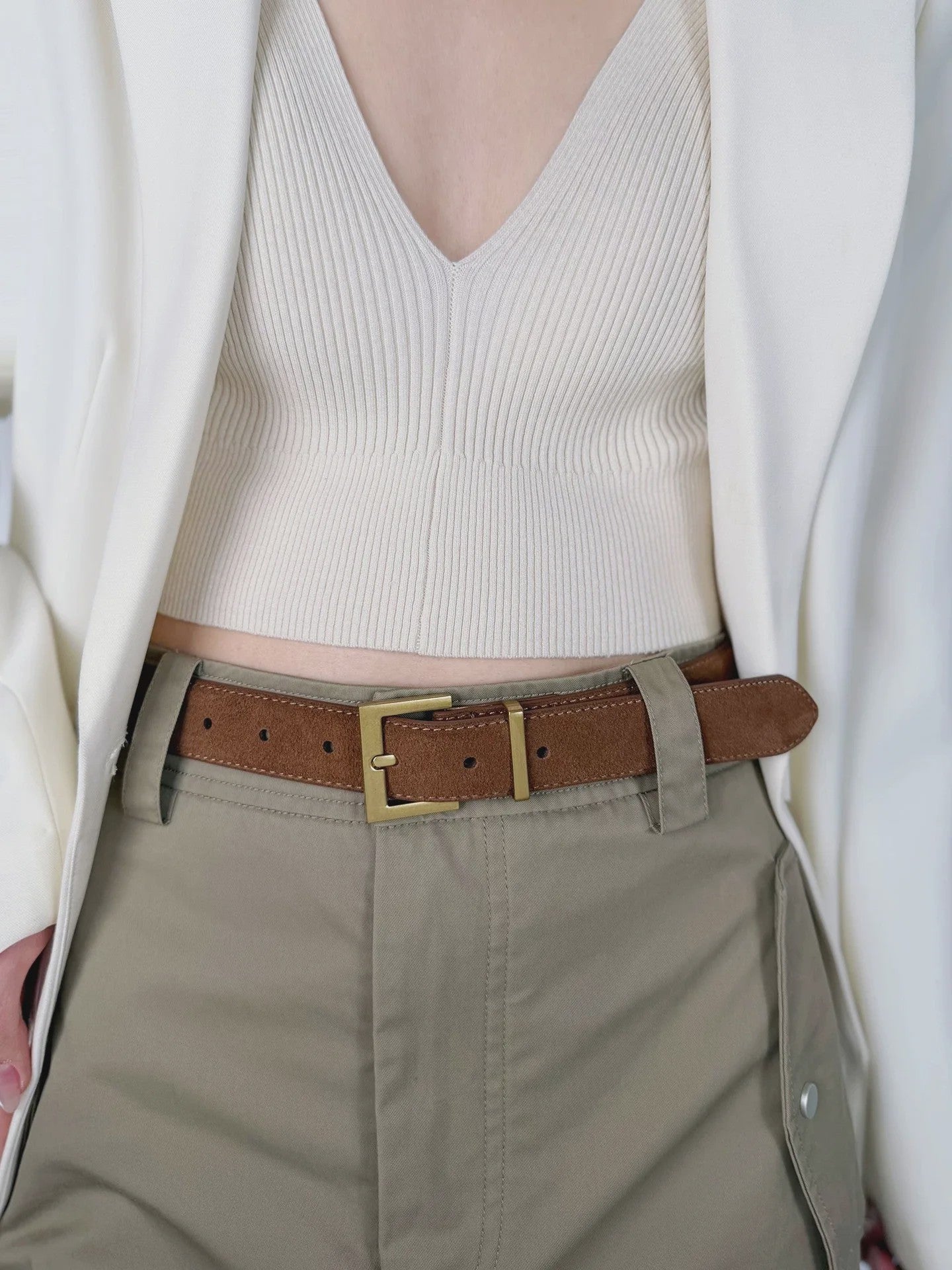 Luxe Dames Riem van Leer met Vierkante Gesp - Verstelbaar voor Jeans & Jurken