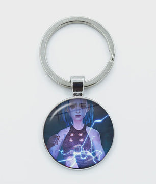 League of Legends Jinx Anime Glazen Hanger Sleutelhanger - Uniek Cadeau voor Fans