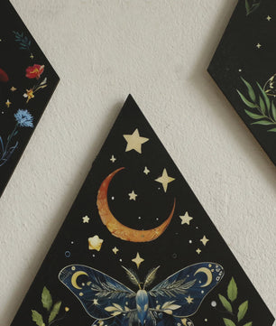 Unieke Houten Wanddecoratie Ruit Vlinder Maan Ster - Scandinavische Stijl
