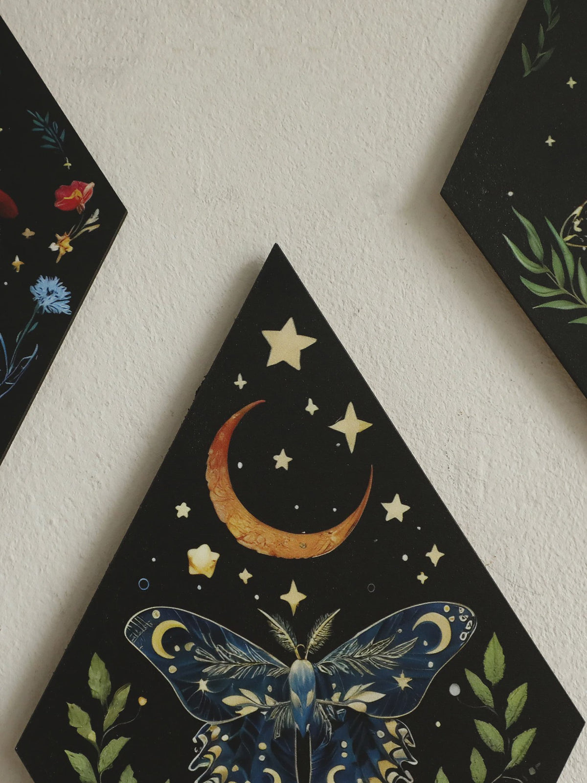 Unieke Houten Wanddecoratie Ruit Vlinder Maan Ster - Scandinavische Stijl