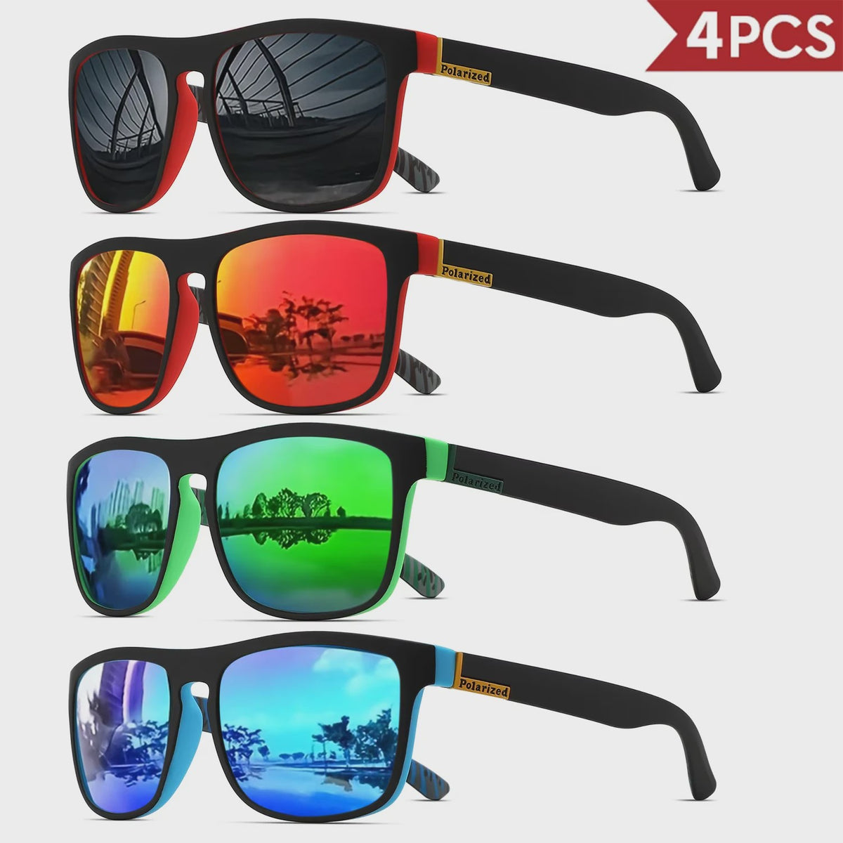 4x Klassieke Gepolariseerde Sport Zonnebril Heren Dames - Lichtgewicht PC Frame UV400