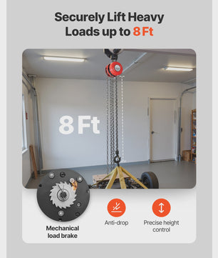 Handkettingtakel 1T/2T - Robuuste Handlier met 2.5/3/6m Hefhoogte voor Garage & Werkplaats
