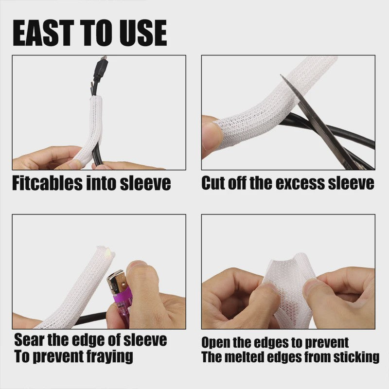 Flexibele Kabel Beschermhoes - PET Gevlochten Kabel Sleeve voor Kabelmanagement