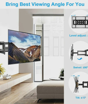 Volledig Beweegbare TV Muurbeugel voor 32-70 inch TV's - Draai, Kantel & Horizontaal Verstelbaar met Scharnierende Armen