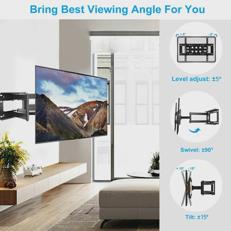 Volledig Beweegbare TV Muurbeugel voor 32-70 inch TV's - Draai, Kantel & Horizontaal Verstelbaar met Scharnierende Armen