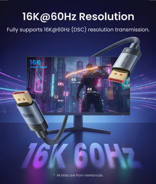 Vention DisplayPort 1.4 Kabel 8K@60Hz / 16K@60Hz - 80Gbps Bandbreedte