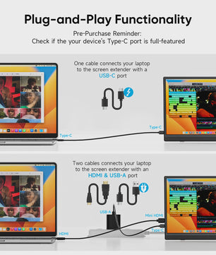 Dopesplay 15.6 inch FHD 1080P IPS Draagbare Monitor - Plug & Play Extender