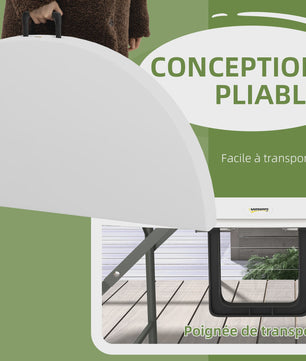 Outsunny Ronde Klaptafel Ø122 cm voor 6 Personen - Duurzaam HDPE & Metaal