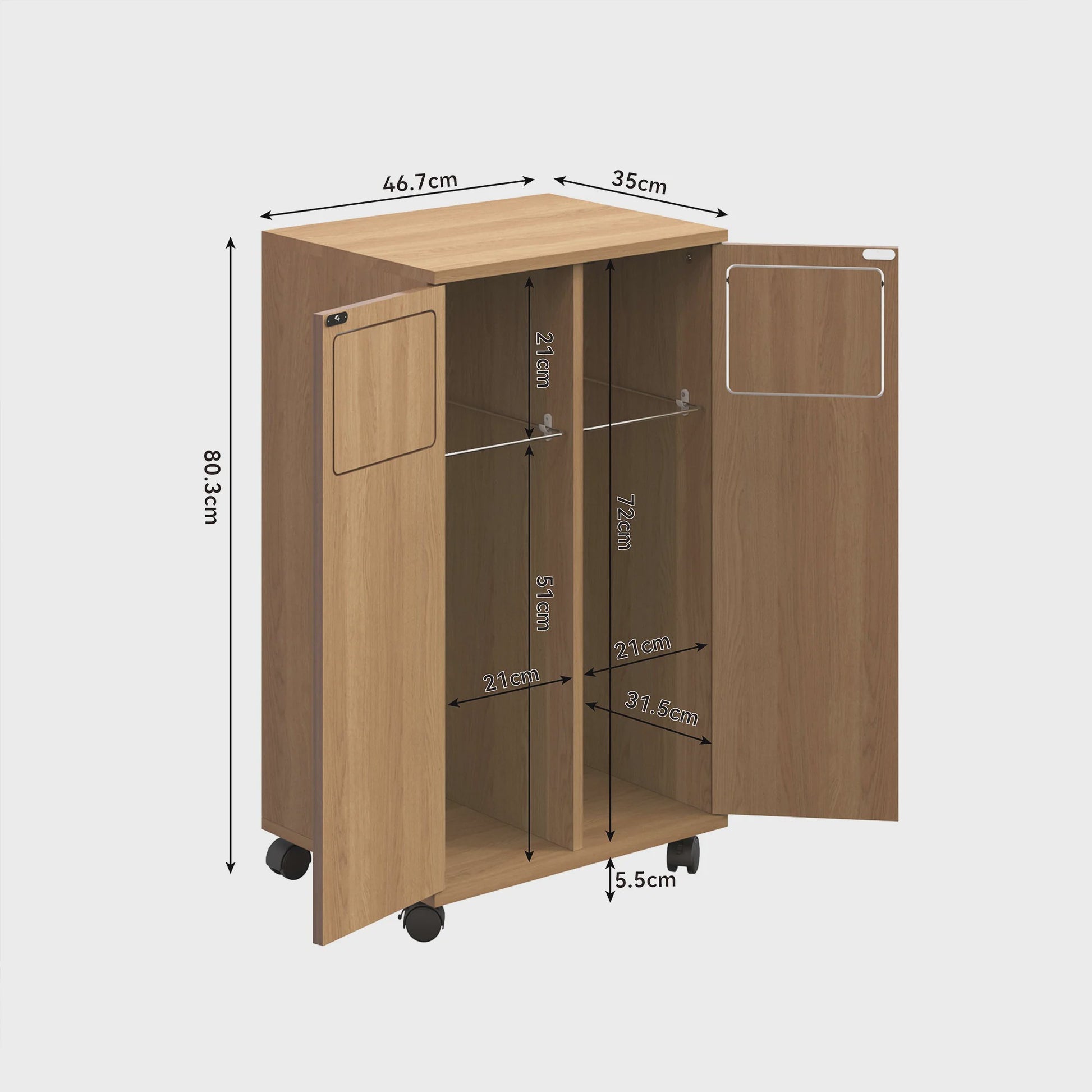 Keuken Afvalscheidingskast met Wielen - Verborgen Opslag & Dubbele Deuren