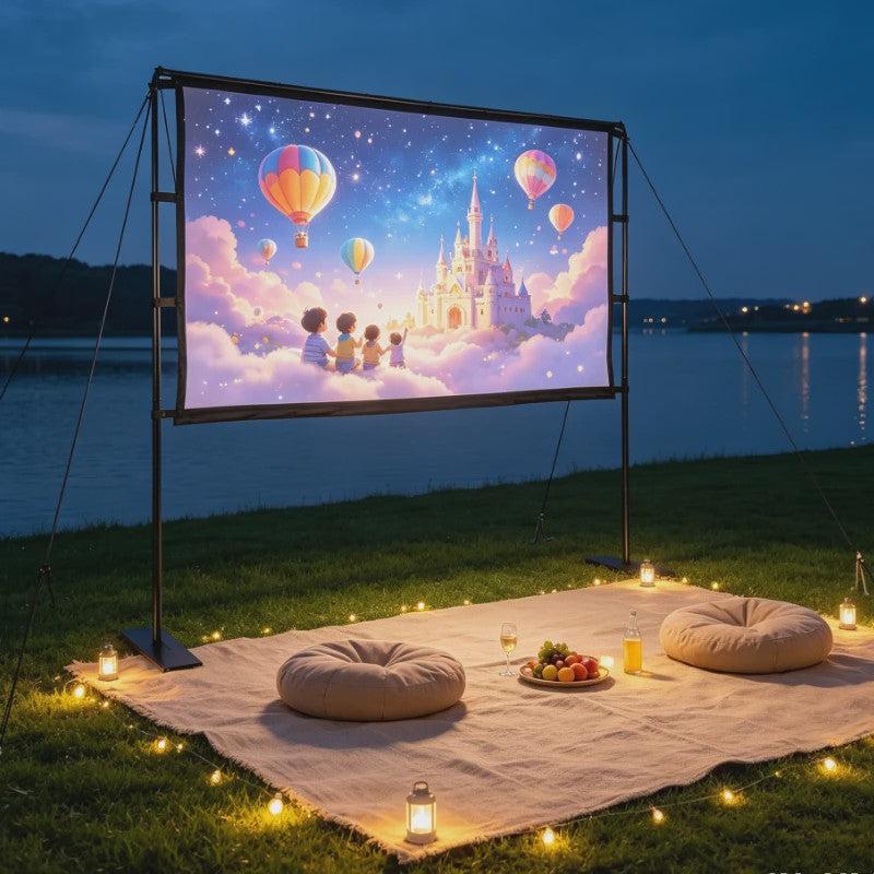 100 Inch Projectiescherm 4:3 met Draagbare Standaard - Anti-Reflectie & Brede Kijkhoek