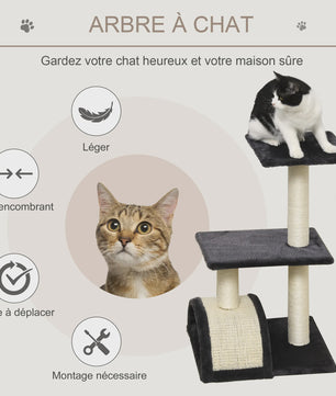 PawHut Kattentoren Krabpaal 72 cm Donkergrijs met Hangbal
