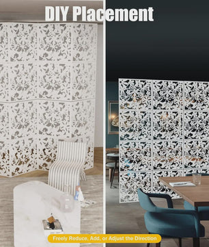 12 Delige Witte Kamerverdeler met Bloemenpatroon - Decoratieve Scheidingswand